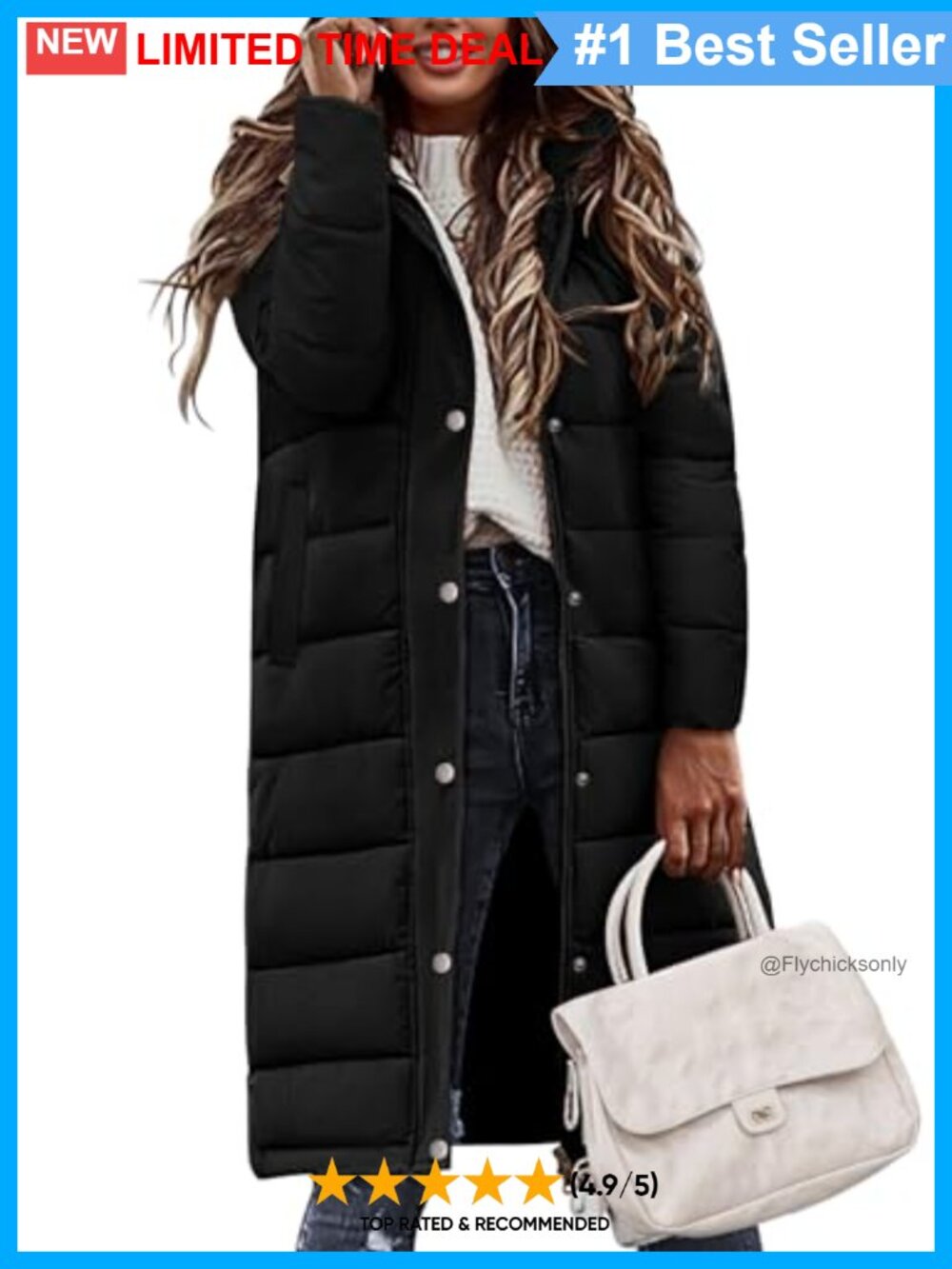 Women's Long Quilted Puffer Jacket Hooded Water Resistant Winter Coat